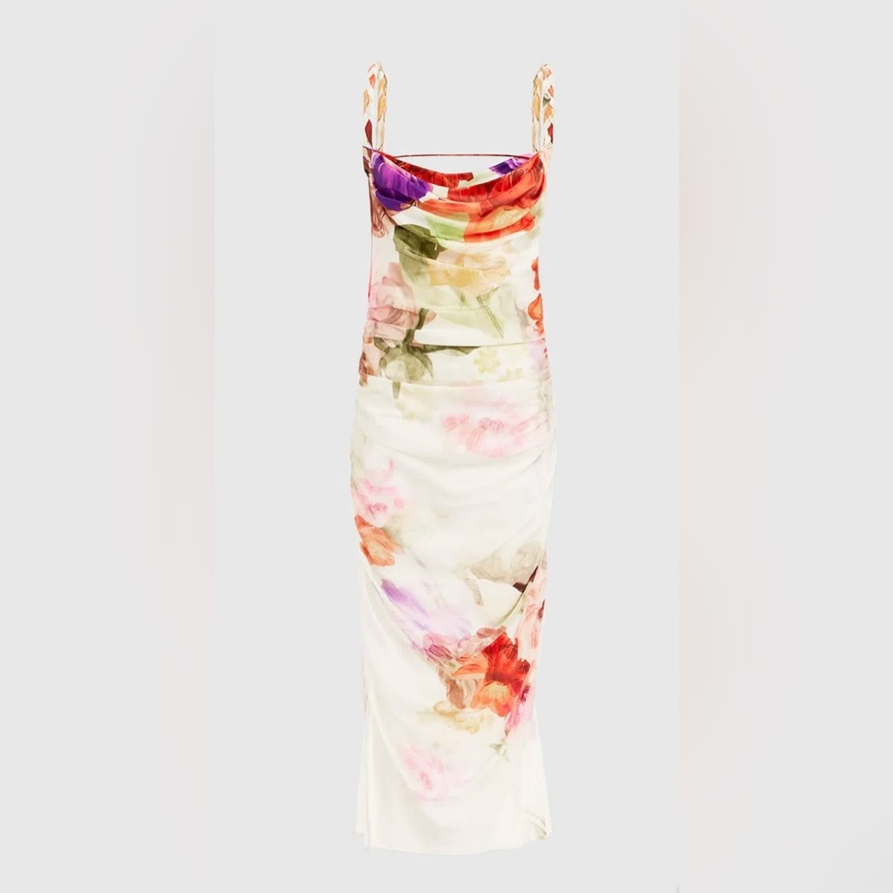 Leo Lin Elegant Multicolor Draped Women's Dress - Picture 3 of 7